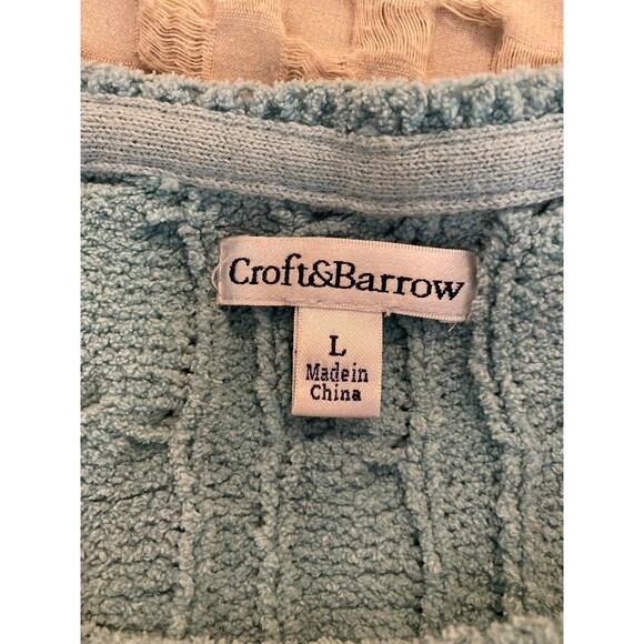Croft & Barrow Sweater Crewneck Cable Knit Size Large Aqua  Green Super Soft! - Picture 7 of 10